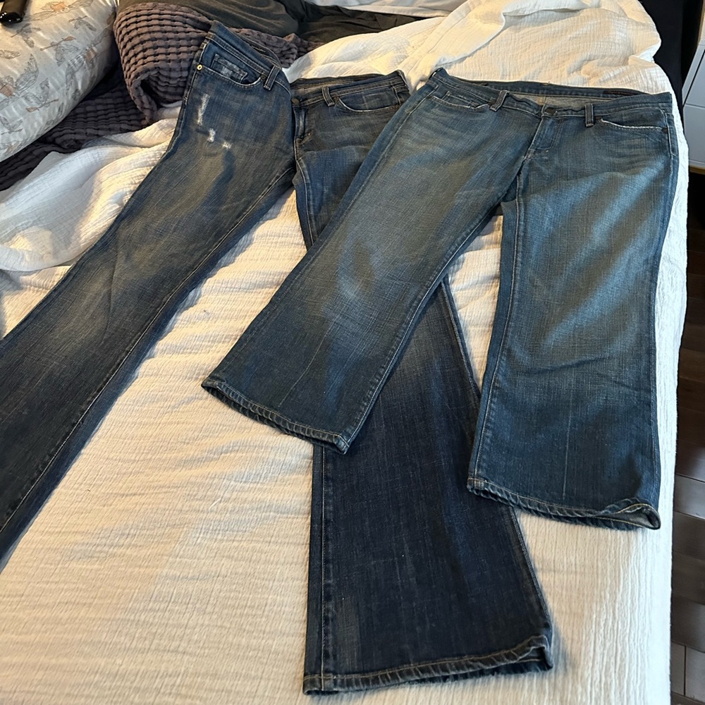 Lot bundle 2 pairs Citizens of Humanity wide leg jeans. Regular and capri. Sz 32